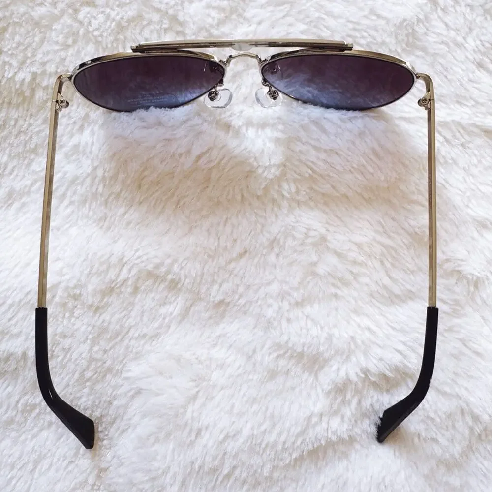 Doug Clear Blue W/ Silver Rim Aviator Sunglasses